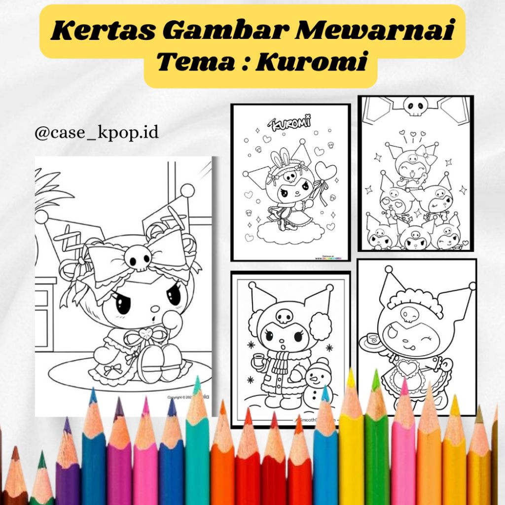 

20 LEMBAR KERTAS MEWARNAI ANAK TEMA KUROMI (READY LANGSUNG KIRIM)