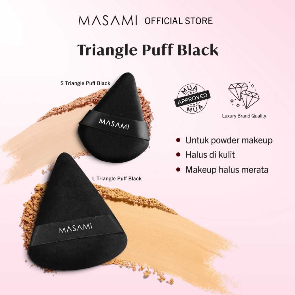 Masami Triangle Puff | Puff Make Up Bedak Tabur | Puff Sponge Loose Powder dan Padat | Spons Bedak S