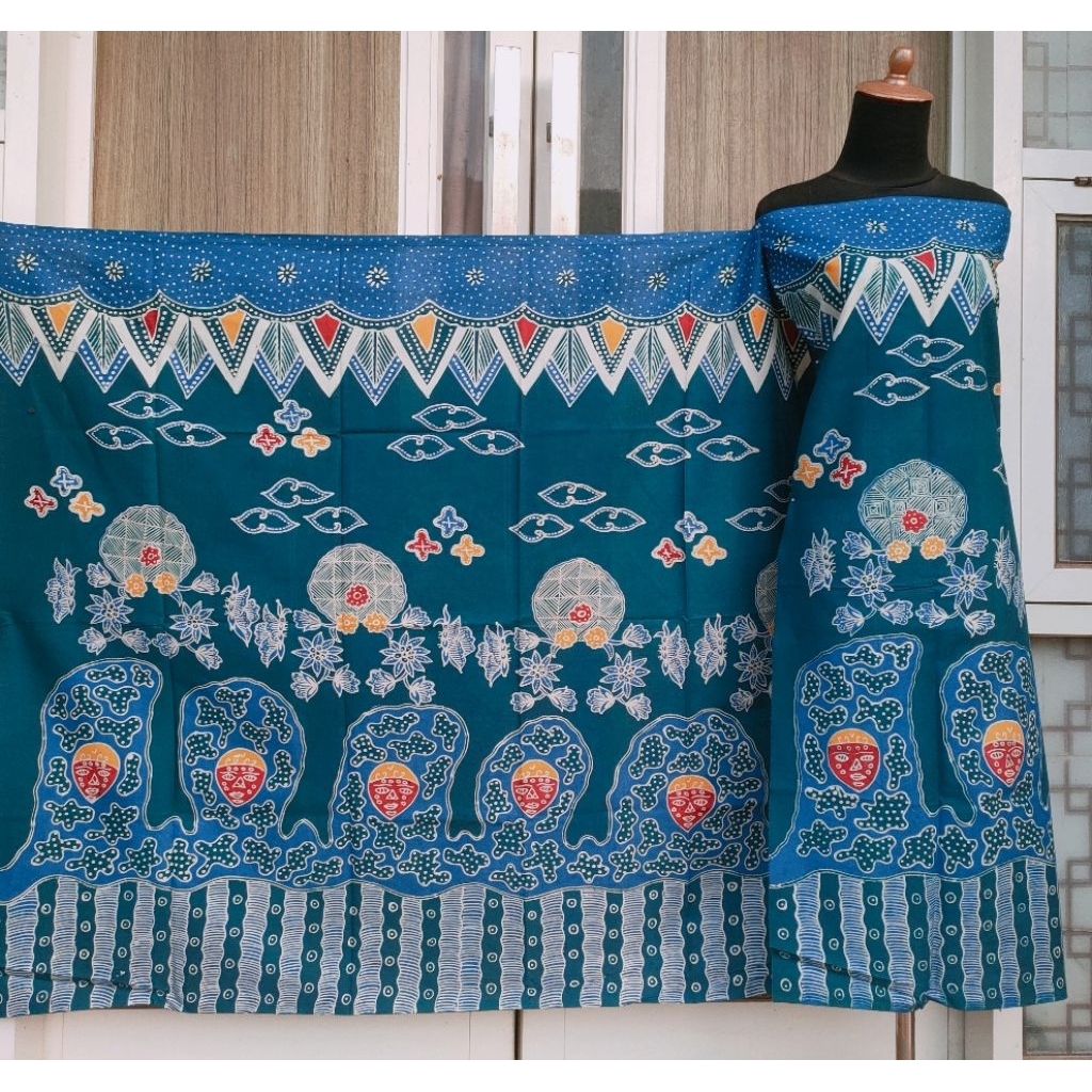 Batik Umiromlah 2010358 Bahan Kain Batik Full Tulis Asli Canting Pengrajin Madura Pamekasan Biru Tos