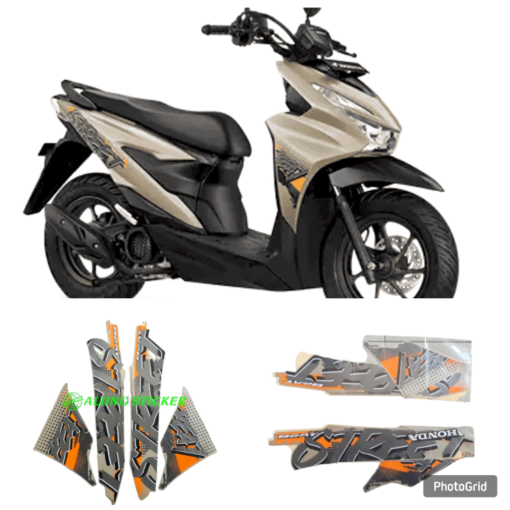 STIKER STRIPING LIS BODY MOTOR HONDA BEAT STREET 2025 GOLD