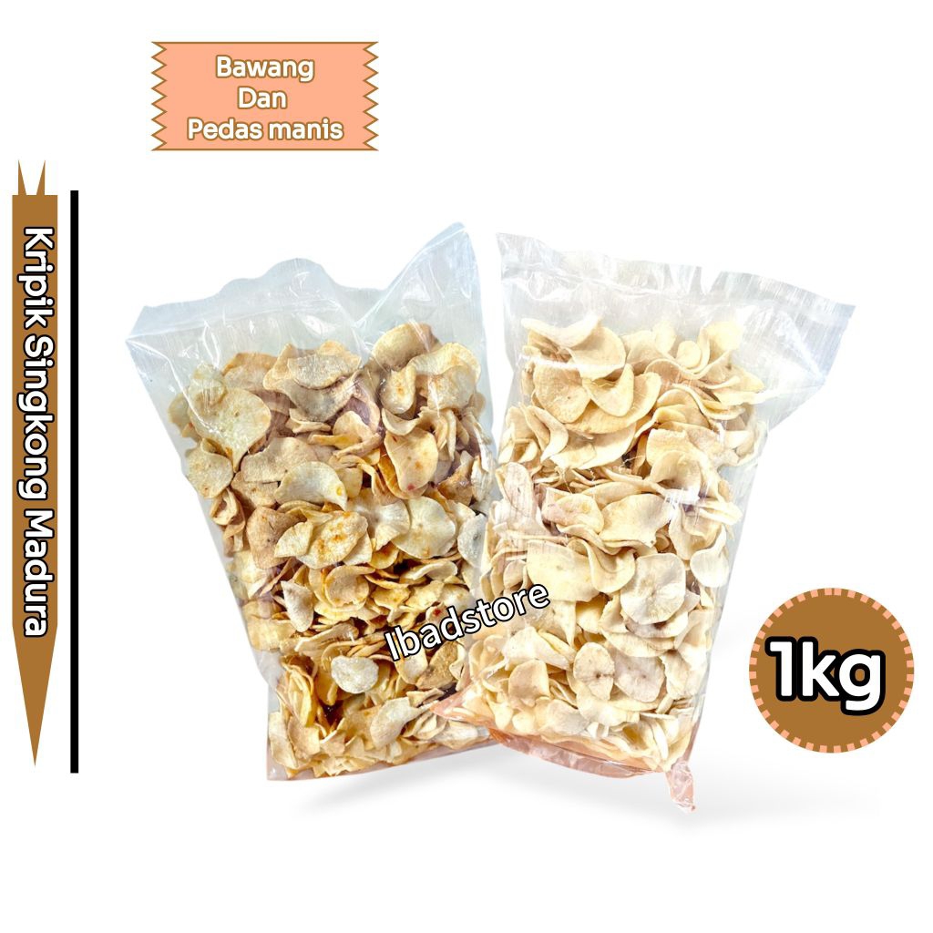 

Keripik singkong Madura 1kg super kripik singkong khas madura rasa bawang dan pedan manis Cemilan Asin bawang dan pedas manis