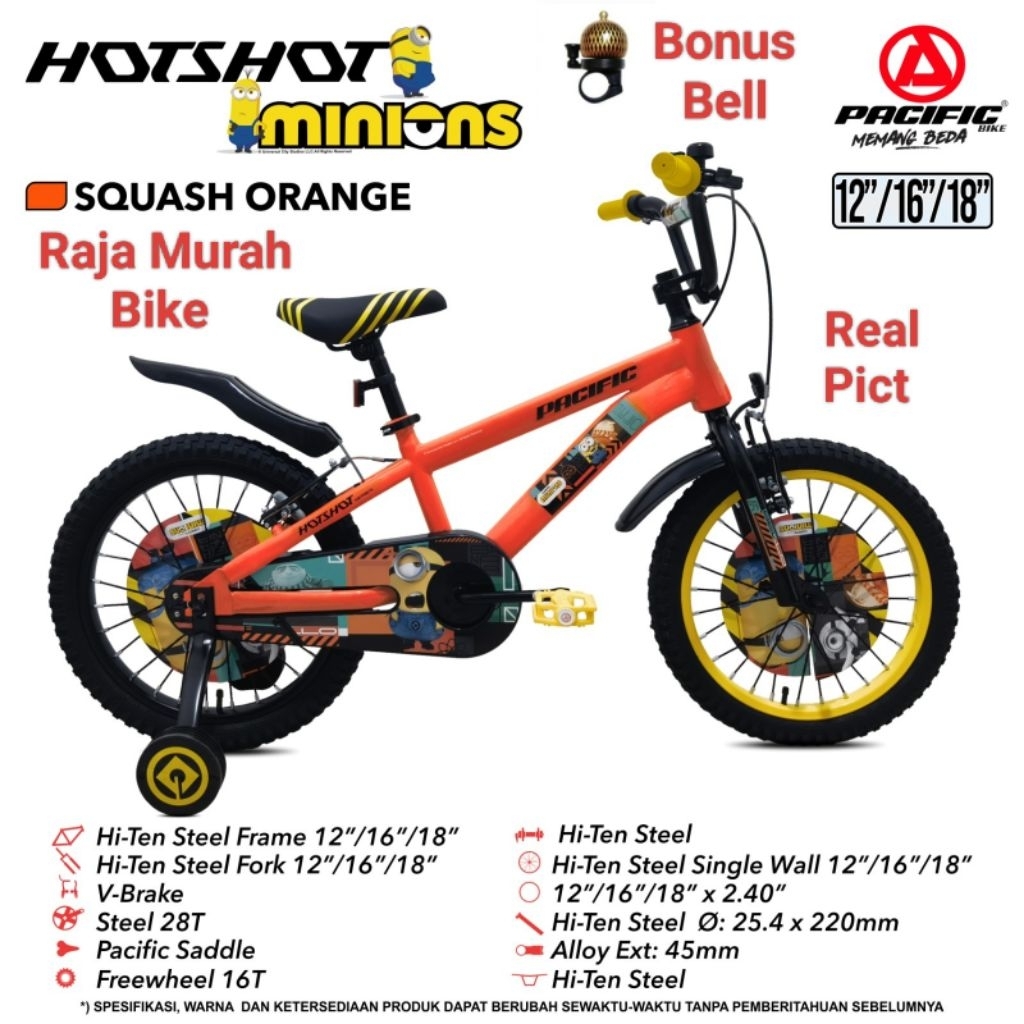 Sepeda Anak Laki Laki BMX Pacific Hotshot Minions 18 Inch Sepeda Anak BMX Pacific Minions 18 Inch