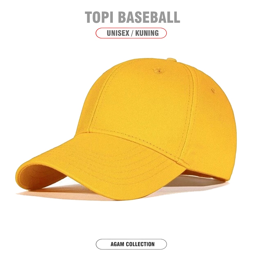 Agam Collection - Topi Baseball Cap Dewasa Polos Kuning Topi Bisbol Unisex