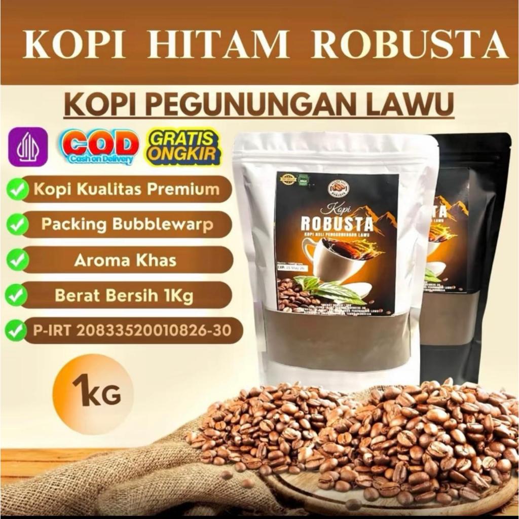 

KOPI HITAM BUBUK ASLI ROBUSTA 1KG pegunungan lawu kualitas 100% Premium