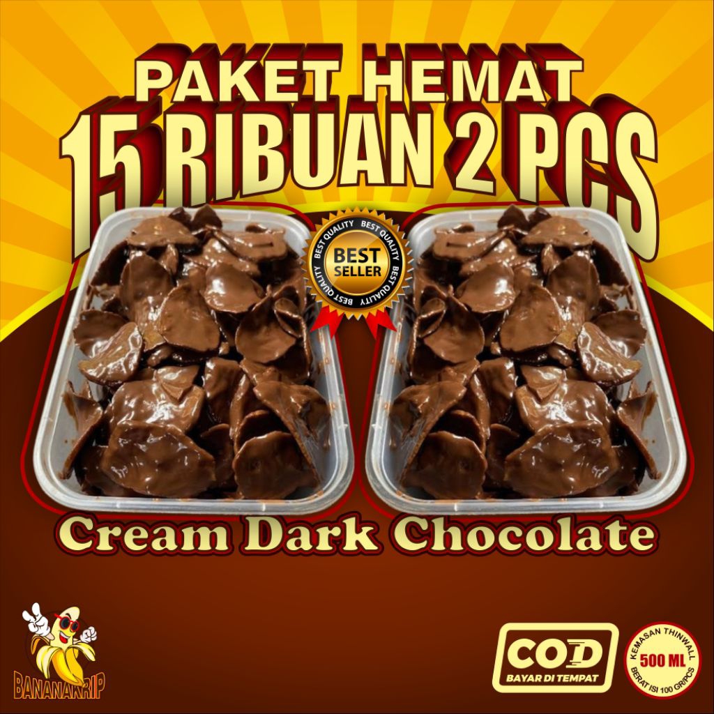 

Keripik Pisang Coklat Paket Hemat 2 Toples | Keripik Pisang Coklat 500ml – 15 Ribu Dapat 2 | Camilan Viral Kekinian