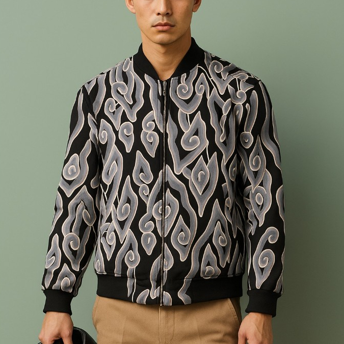 Jaket Bomber Batik Mega Mendung Berkualitas | Size S, M, L, XL
