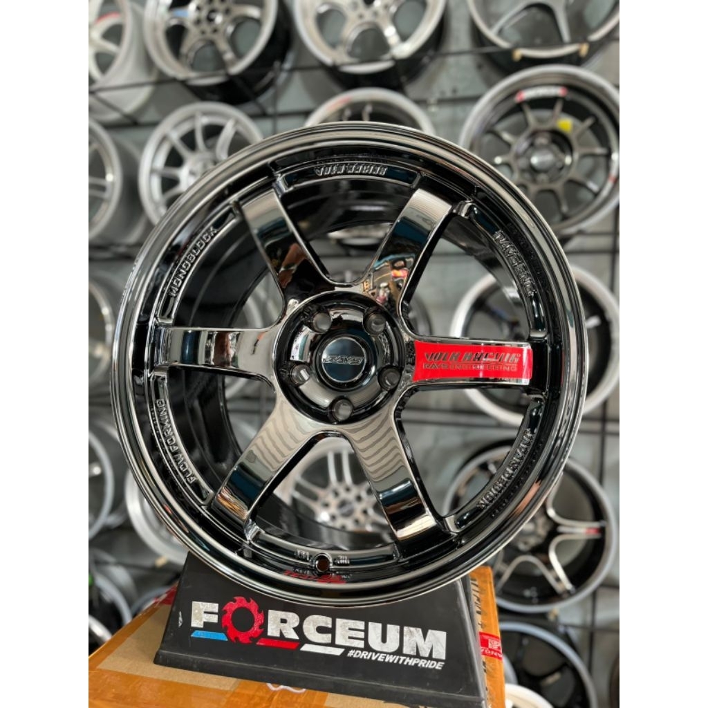 velg te37 SL r18 black chrome pcd 5x114 lebar 9,5 kondisi baru