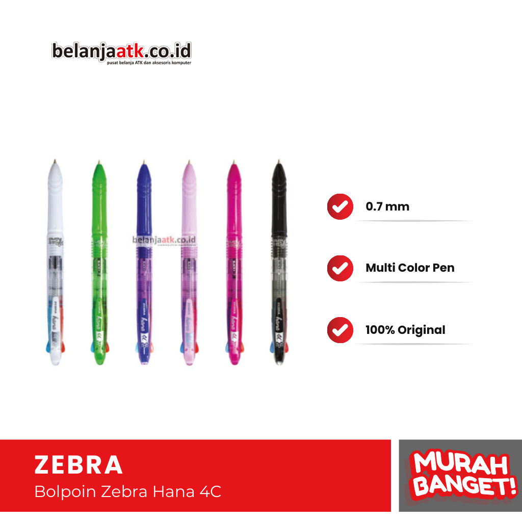 

Bolpoin Zebra Hana 4C 0.7 mm / Pulpen / Bolpen