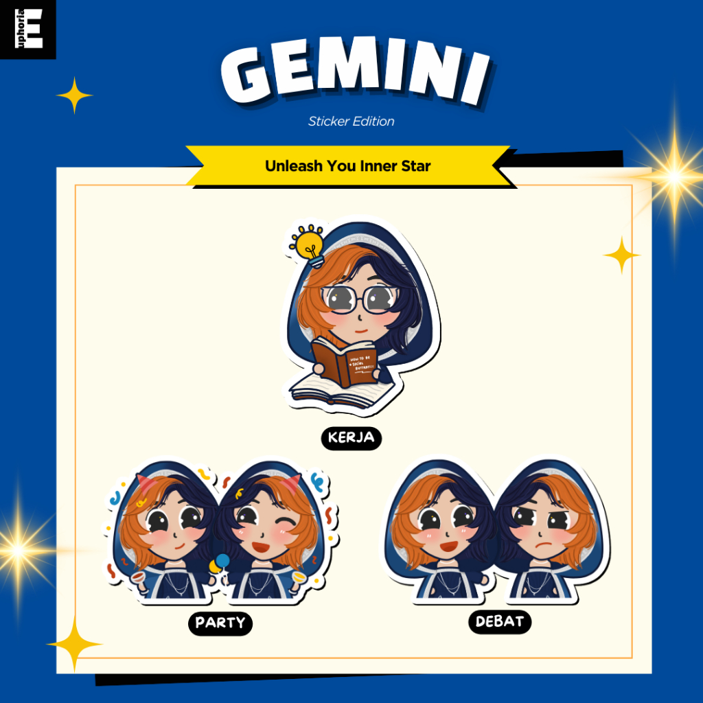 

Stiker Zodiak Gemini | Konstelasi Aesthetic Vinyl Anti Air Dekorasi Sticker