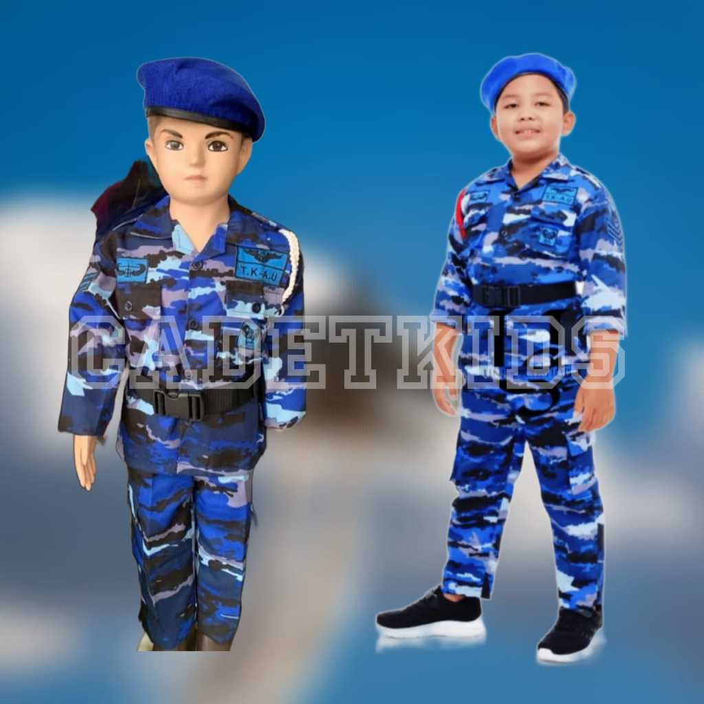 Seragam PDL Loreng AU / PDL loreng AU Anak / Angkatan Udara / Baju Karnaval AU Anak / KOSTUM LORENG 