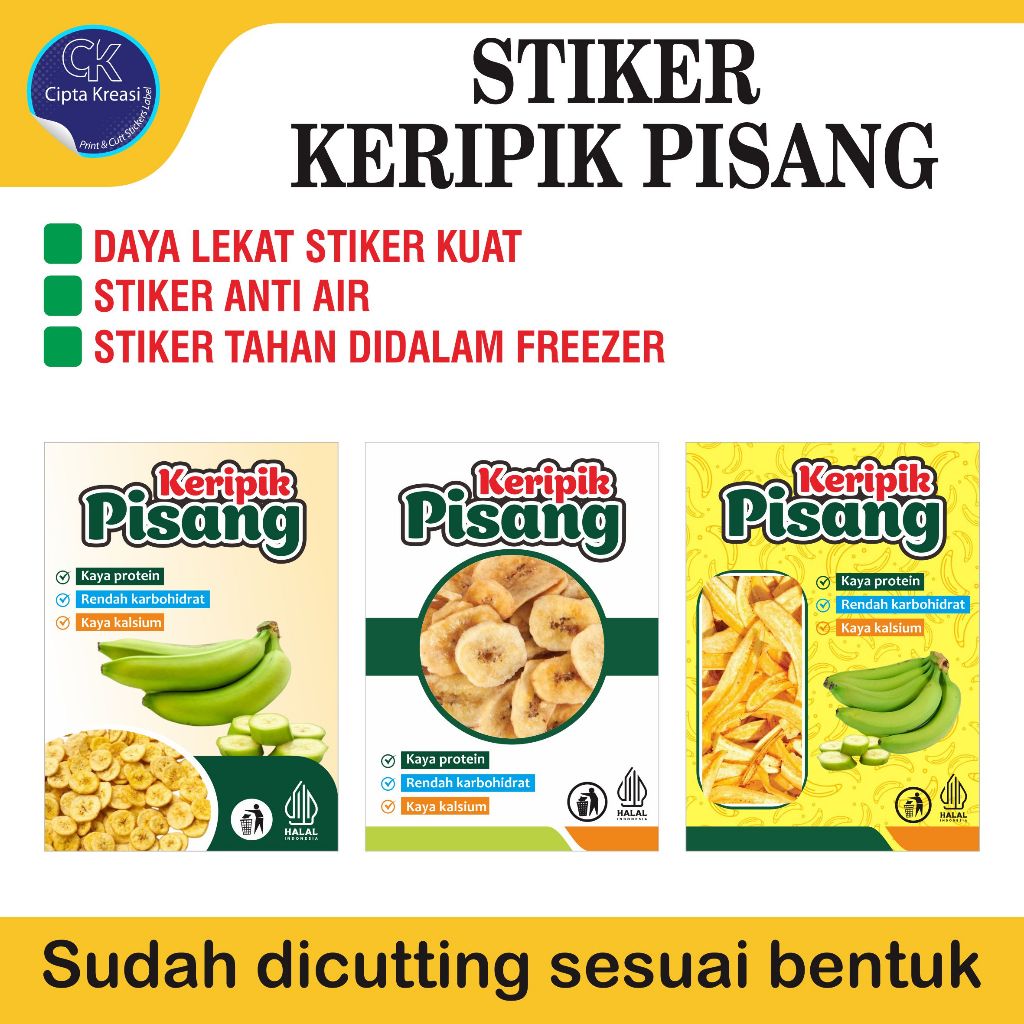 

Stiker Keripik Pisang / Stiker Anti Air / Stiker Makanan / Stiker Kemasan Produk