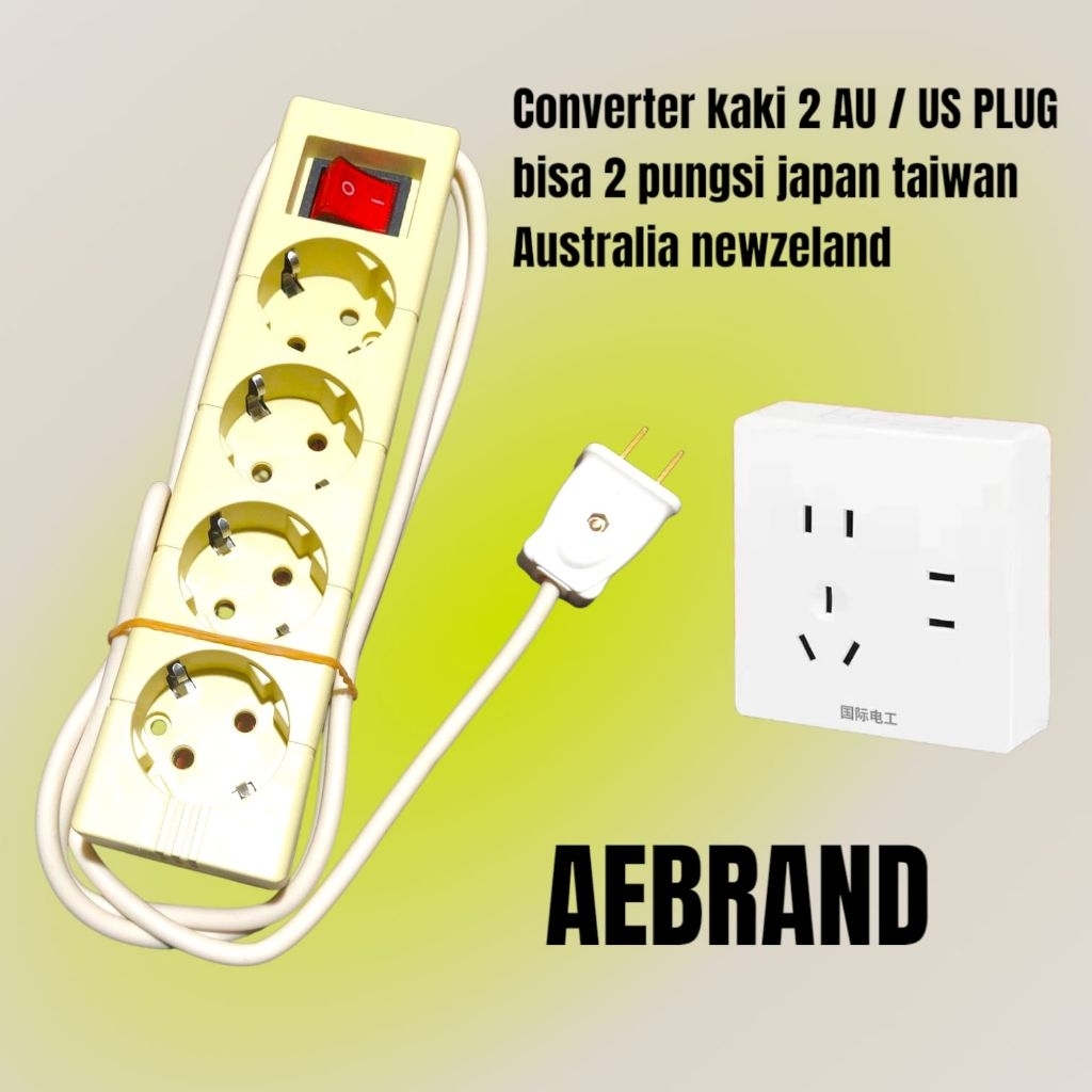 AEBRAND Colokan Listrik Taiwan Jepang US Plug Adapter Over Steker - Stop Kontak Australia New Zealan