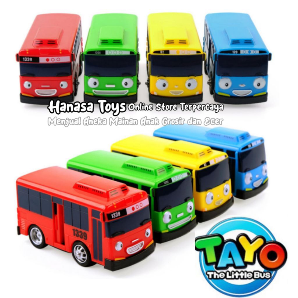 Mainan Bus Tayo Pull Back Kecil Pintu Sliding Favorit Mainan Mobil Anak