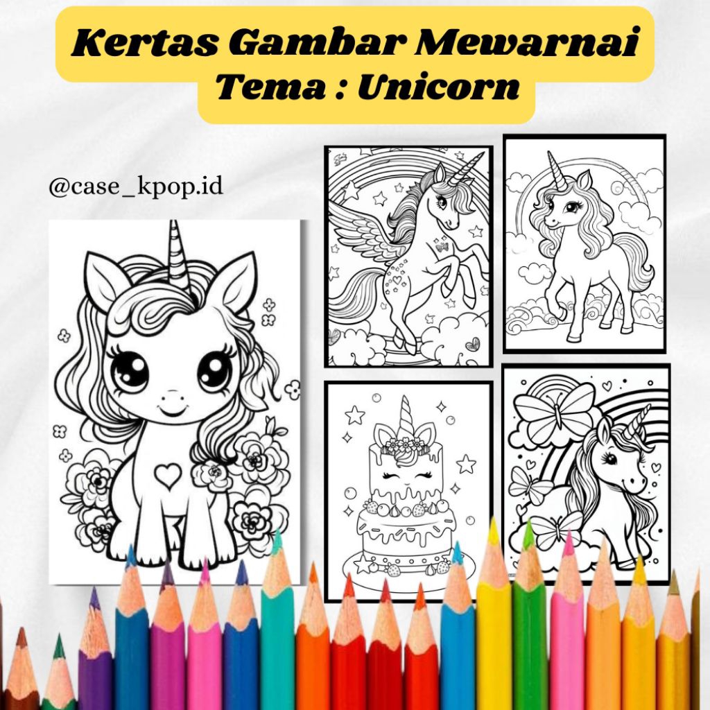 

20 LEMBAR KERTAS MEWARNAI ANAK TEMA UNICORN (READY LANGSUNG KIRIM)