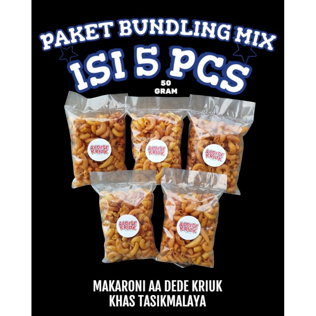 

PAKET 5 PCS MAKARONI AA DEDE KRIUK 50 GRAM PAKET BUNDLING ISI 5 PCS
