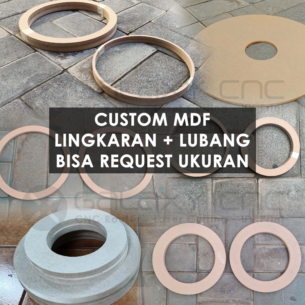 

Custom Lingkaran + Lubang - MDF - Tebal 3 mm / 6 mm / 9 mm / 12 mm / 15 mm / 18 mm