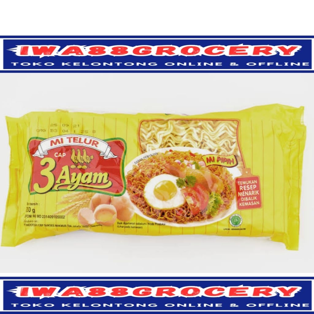 

mi telur nodle cap 3 ayam 200gr
