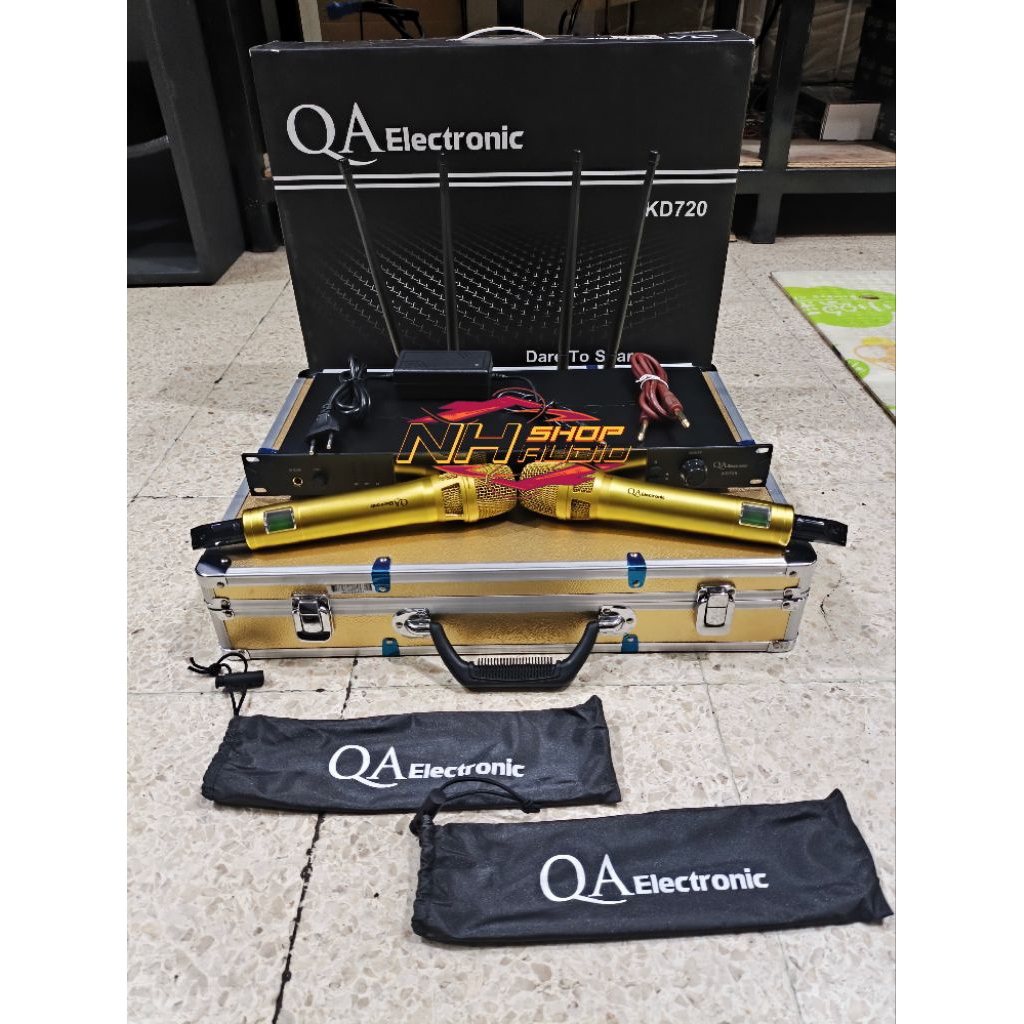 Mic Wireless QA ELECTRONIC KD720  KD 720 Warna Gold / Emas Jarak Jauh Suara Detail Mic Wireless Kd 3