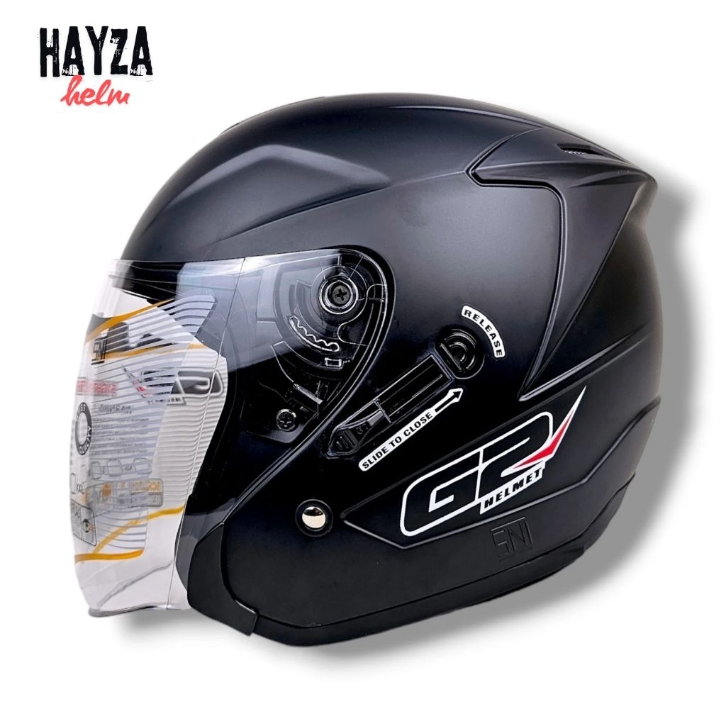 Helm G2 OPTIMAX Solid All varian Ori Helm Half Face Double Visor Sni