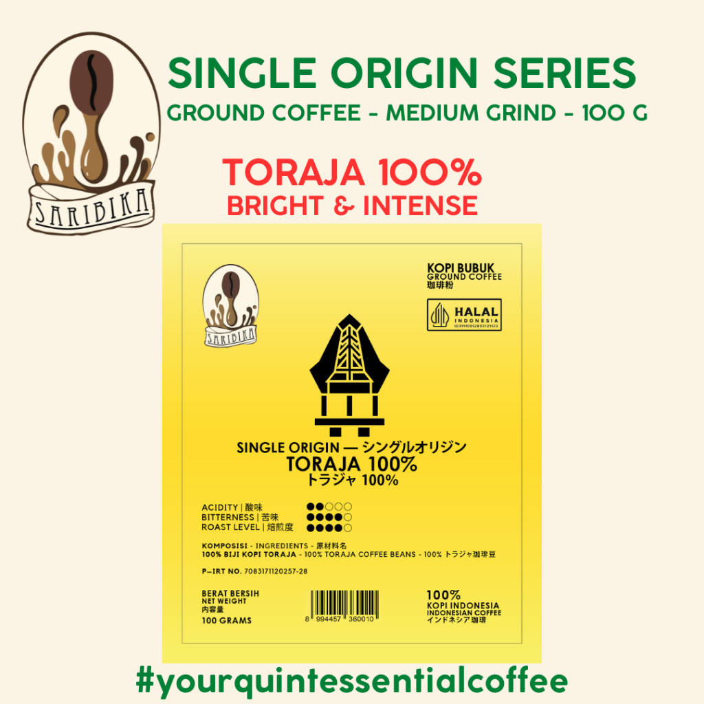 

Saribika Single Origin Toraja 100% - Ground Coffee 100g