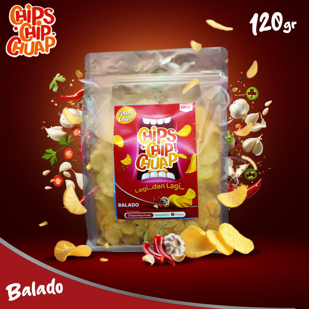 

Keripik Kentang | Chips Chip Chuap Balado| 120 gr | Kriuk | Renyah