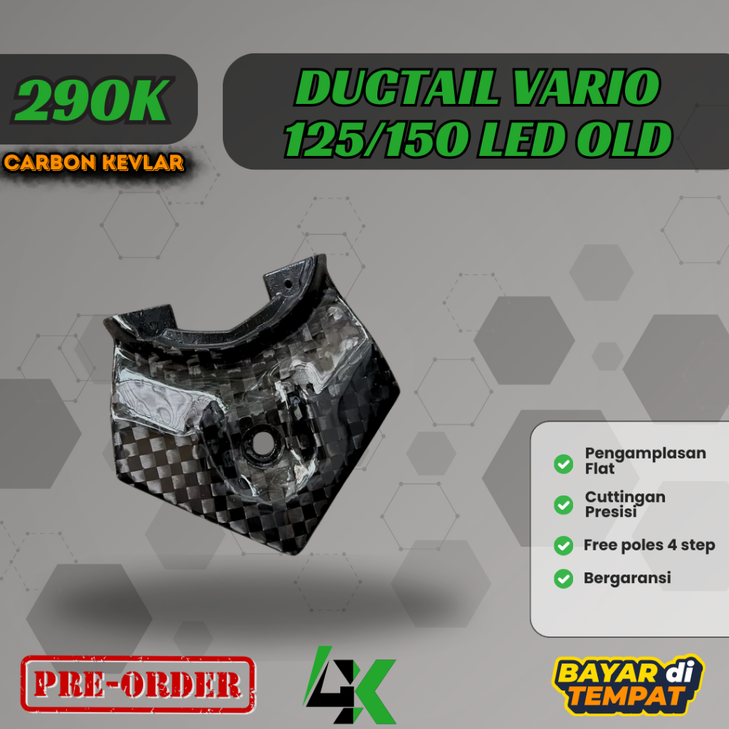 Sambungan Body Belakang Stoplamp / Ducktail Vario 125 / 150 Led Old Carbon Kevlar