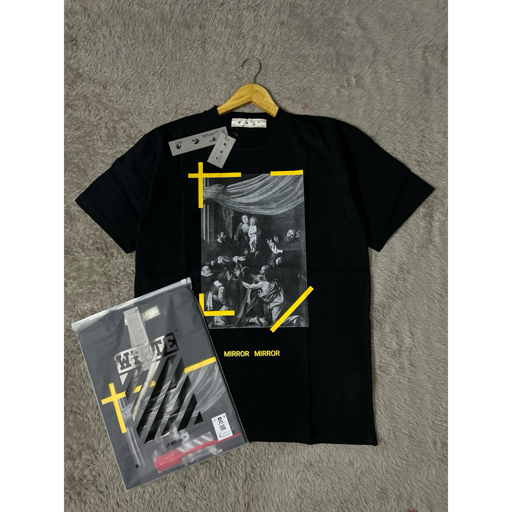 T’SHIRT BRANDED O’FF W’HITE MADONNA THE ROSAREY FULL TAG LABEL CATTON COMBED 16s