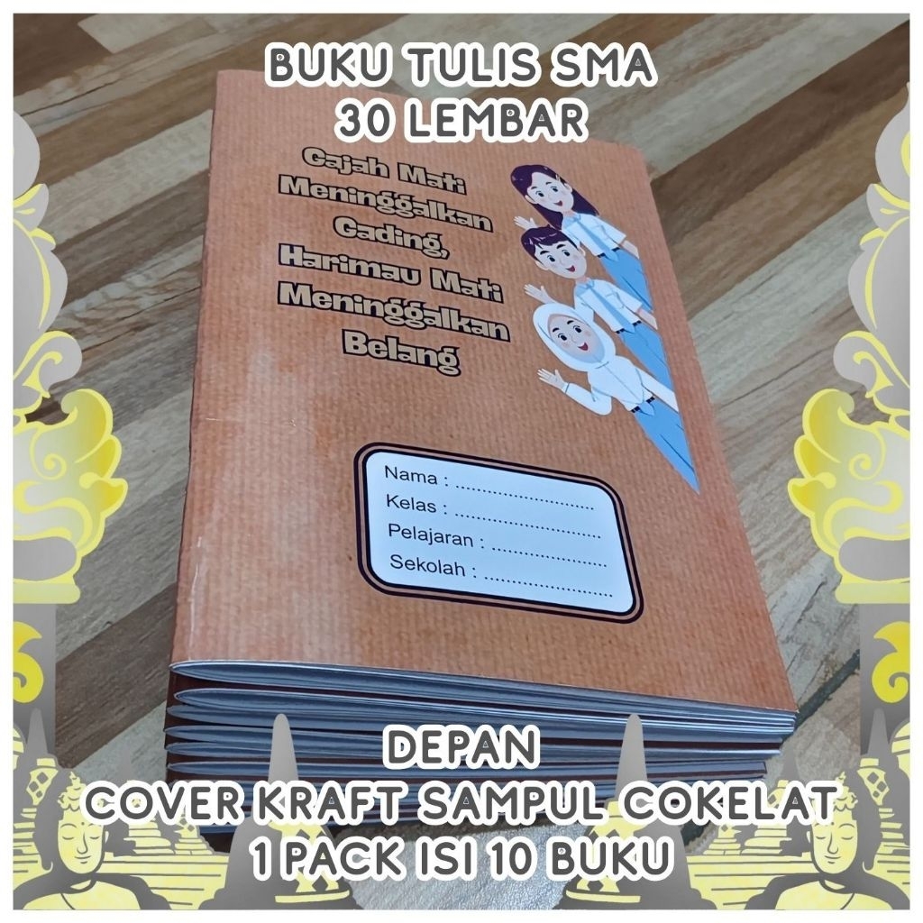 

Buku Tulis Pelajar SMA MA Cover Kraft Cokelat Karakter Berkualitas Murah 1 Pack Isi 10 Buku