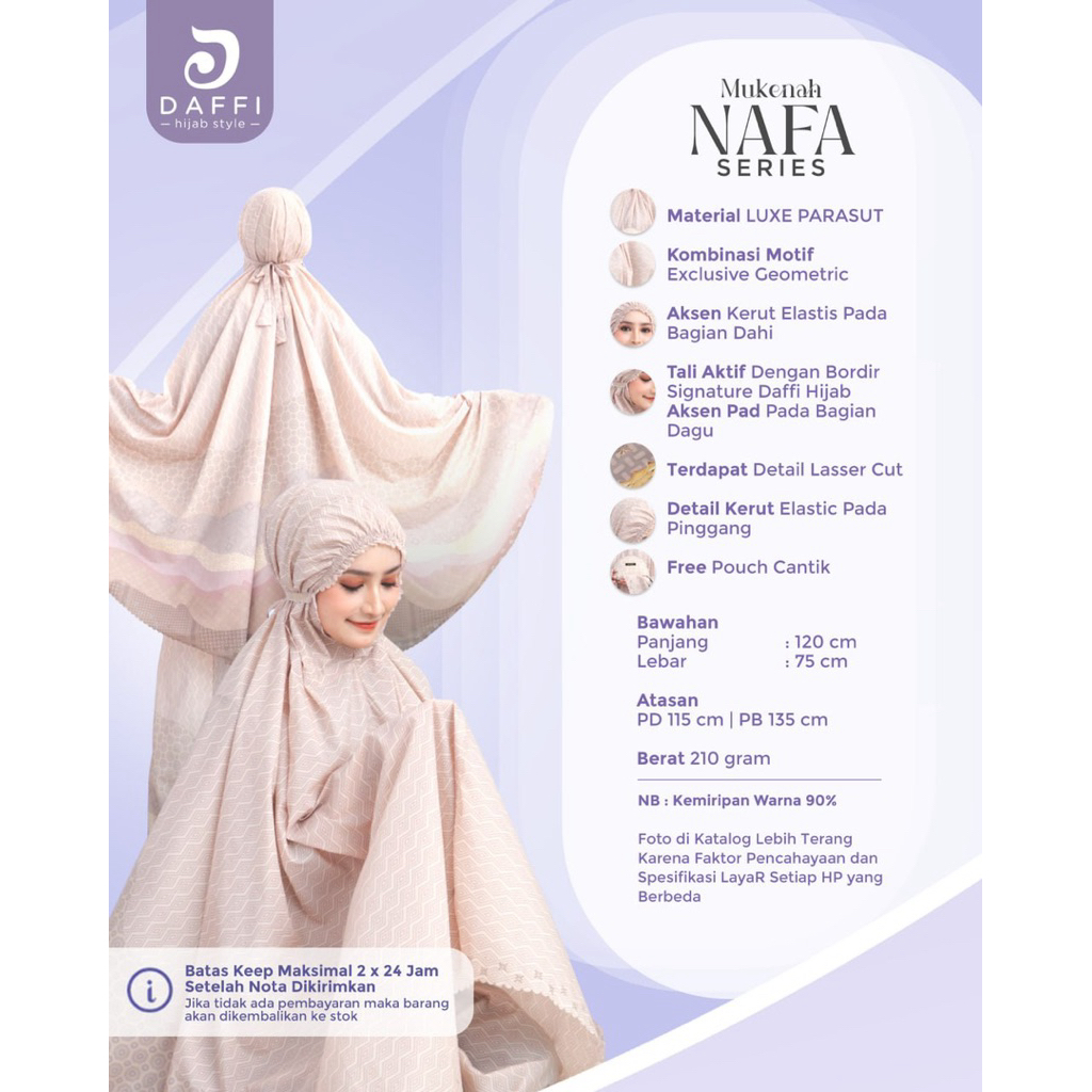 [ORIGINAL DAFFI] ~ MUKENAH NAFA / MUKENA TRAVELLING / MUKENA PARASUT PREMIUM / MUKENA PARASUT MOTIF