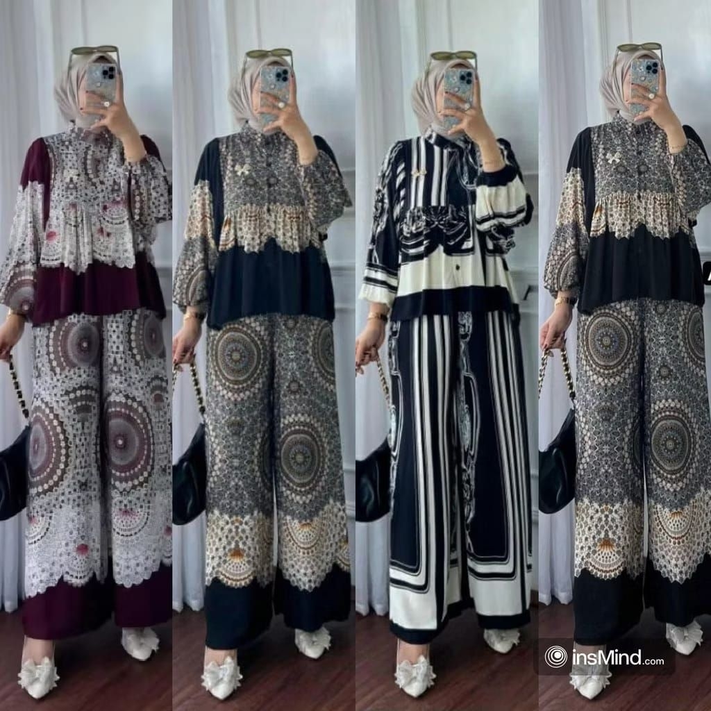 ONE SET KEMEJA CELANA KULOT MODEL TERBARU DAN TERMURAH | SETELAN RAYON PREMIUM MODEL KEMEJA KANCING 