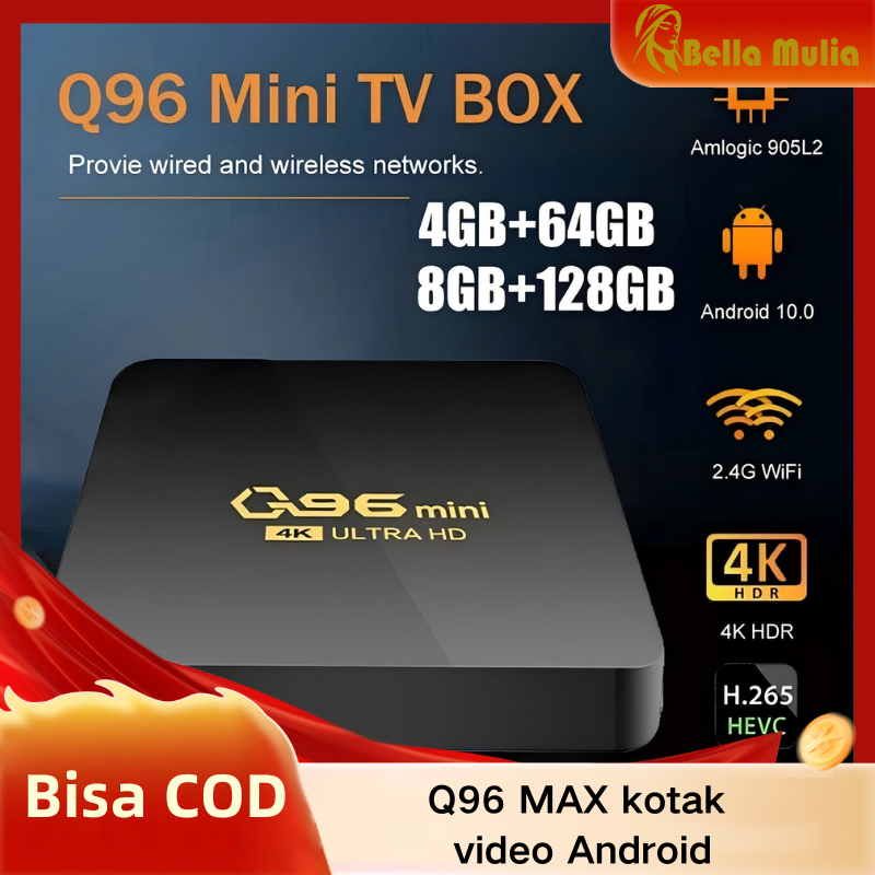 2.4G WIFI 4K Set Top Box 8G 128GB Pemutar Media H.265 Home TV Theater Q96 Mini Smart TV Box Amlogic 
