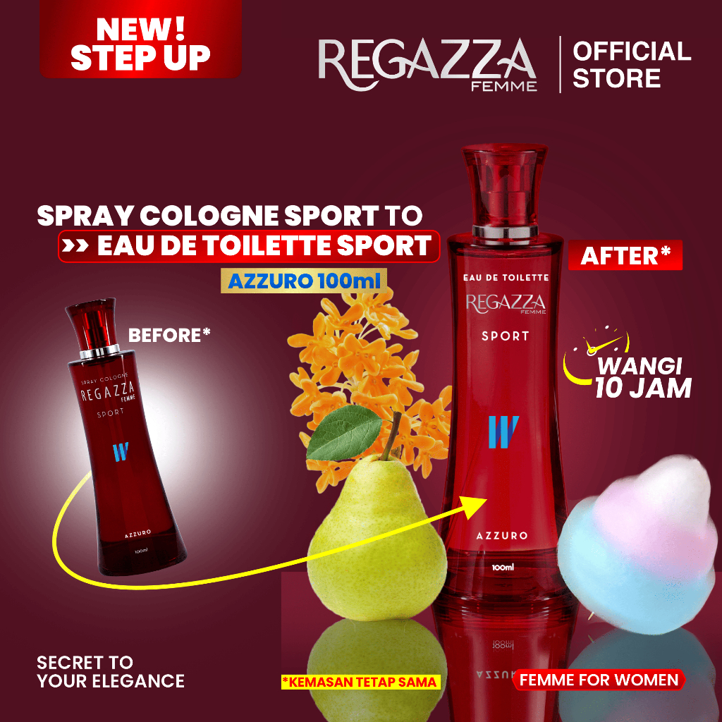 Regazza Femme Eau De Toilette (EDT) Sport Azzuro 100ml Parfum Wanita Tahan Lama dan Wangi