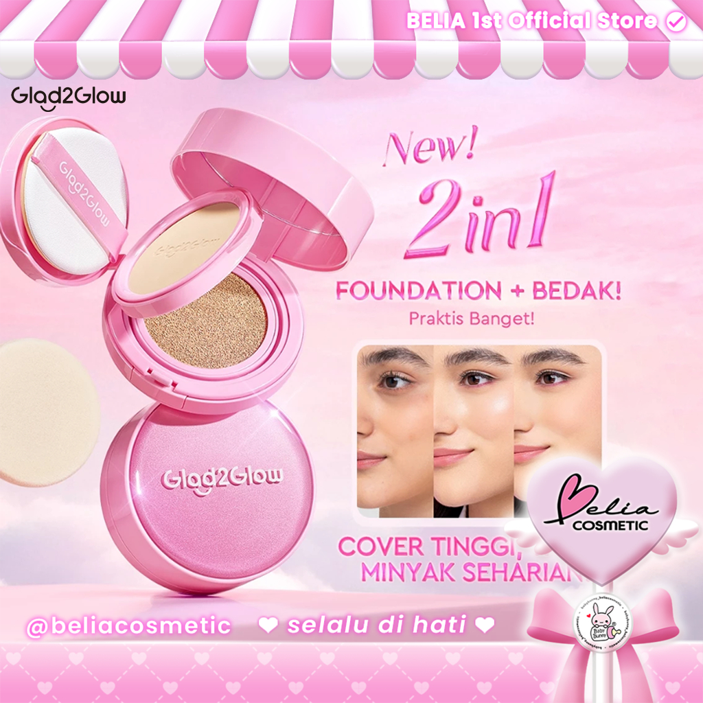 ❤ BELIA ❤ GLAD2GLOW 2in1 Perfect Pair Cushion Powder Foundation | Waterproof Tahan 12Jam