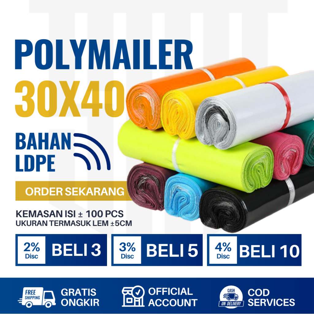 Plastik Packing Online 30x40 isi 100Pcs | Plastik Packing Baju/Kaos/Gamis Retail Grosir | Plastik Ol