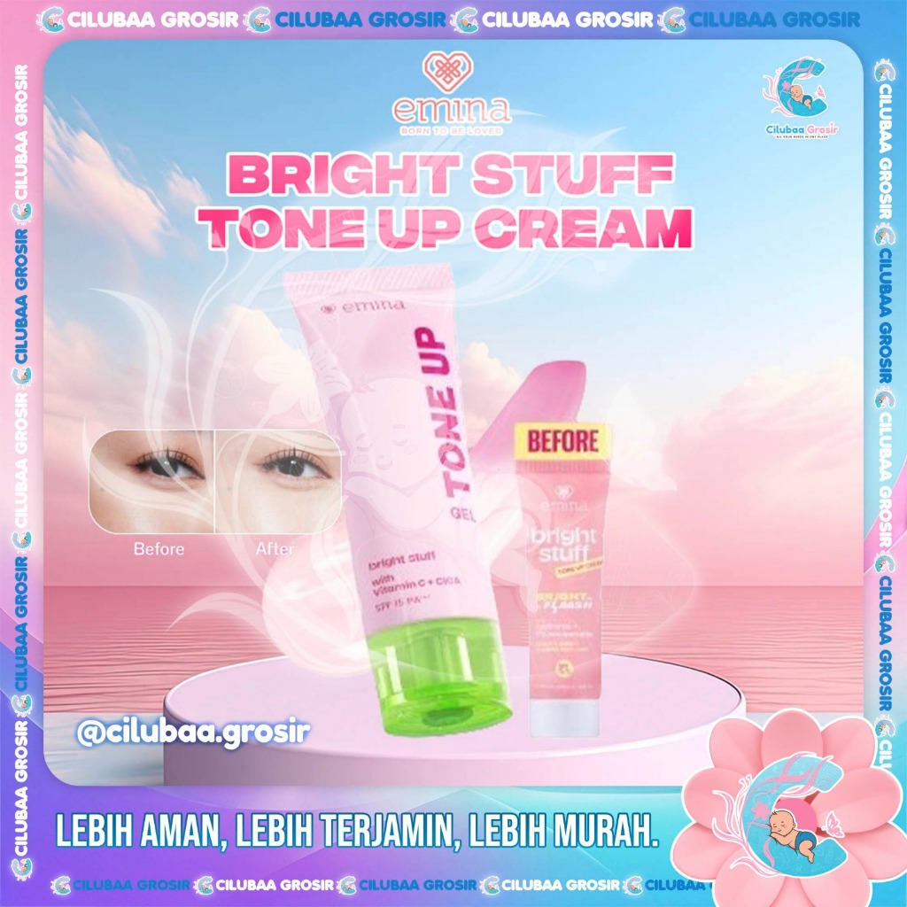 EMINA Bright Stuff Tone Up Gel 20mL || Pelembab Wajah Mencerahkan Instan || Perlindungan dari Sinar 