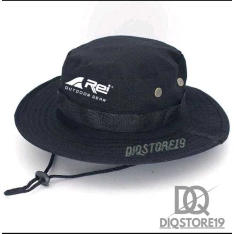 TOPI RIMBA GUNUNG OUTDOOR TOPI RIMBA HIKING CAMPING HAT TALI PREMIUM PRIA WANITA ORIGINAL LOGO REI O