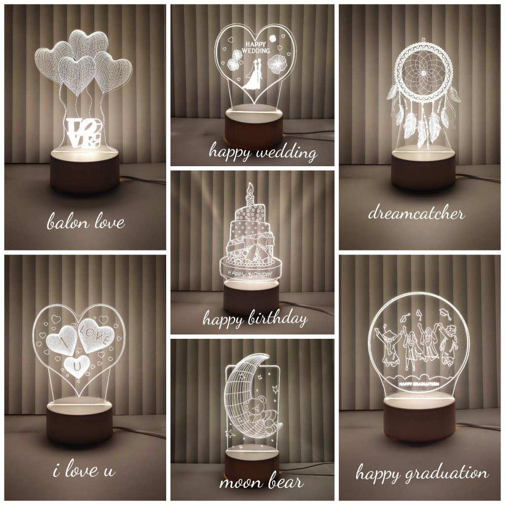 Lampu tidur Akrilik / lampu tidur / kado ulang tahun / hadiah wisuda / kado anniversary / kado wisud
