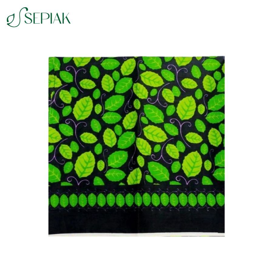 Sepiak Belitong Kain Batik Cetak Kain Premium Daun Simpor Hijau Hitam