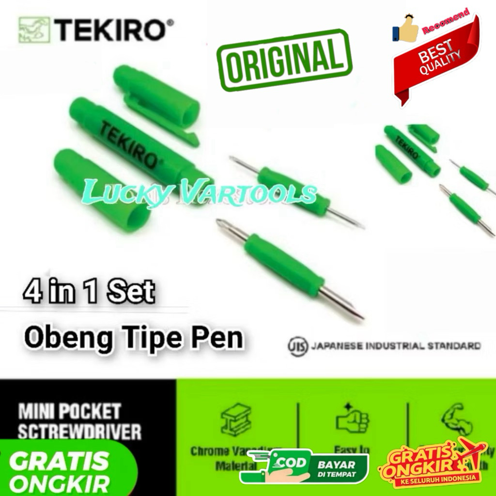 OBENG TIPE PEN TEKIRO SET 4 IN 1 ORIGINAL MINI POCKET SCREWDRIVE SET TOOLS ALAT PERKAKAS BANGUNAN ob