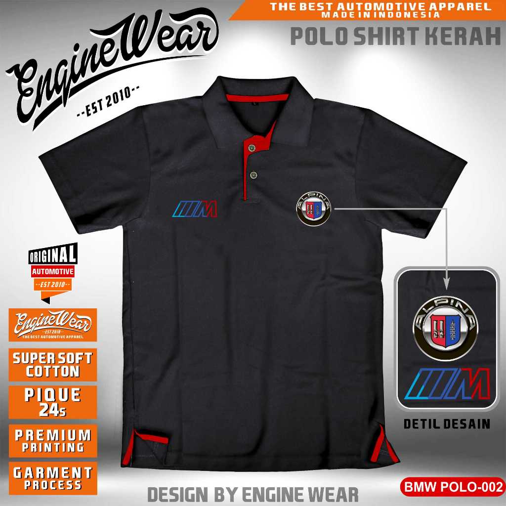 polo shirt bmw alpina kaos polo bmw tshirt baju mobil bimmer M3 E30 E36 E34 E46 E90 seri 7  otomotif