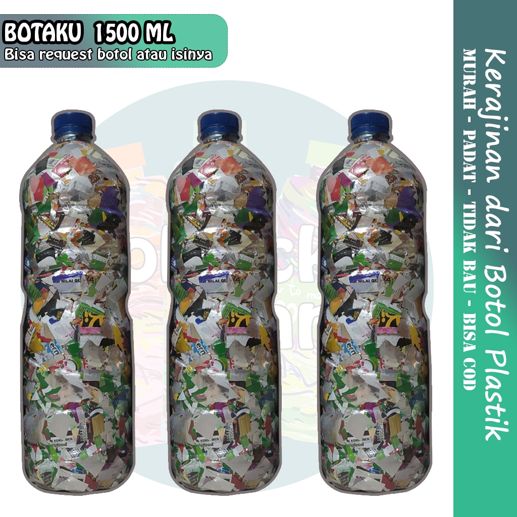 kerajinan tangan dari botol aqua 1500ml 1.5 liter Plastik Bekas Jajanan padat berat di atas 550 Gram