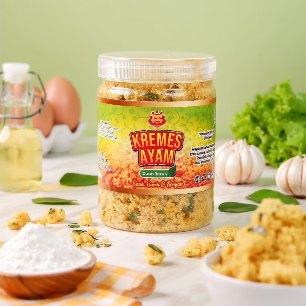 

Ceria Kremes | Kremes Ayam Daun Jeruk 200gram | Kremesan Ayam Daun Jeruk 200gram Kemasan Toples