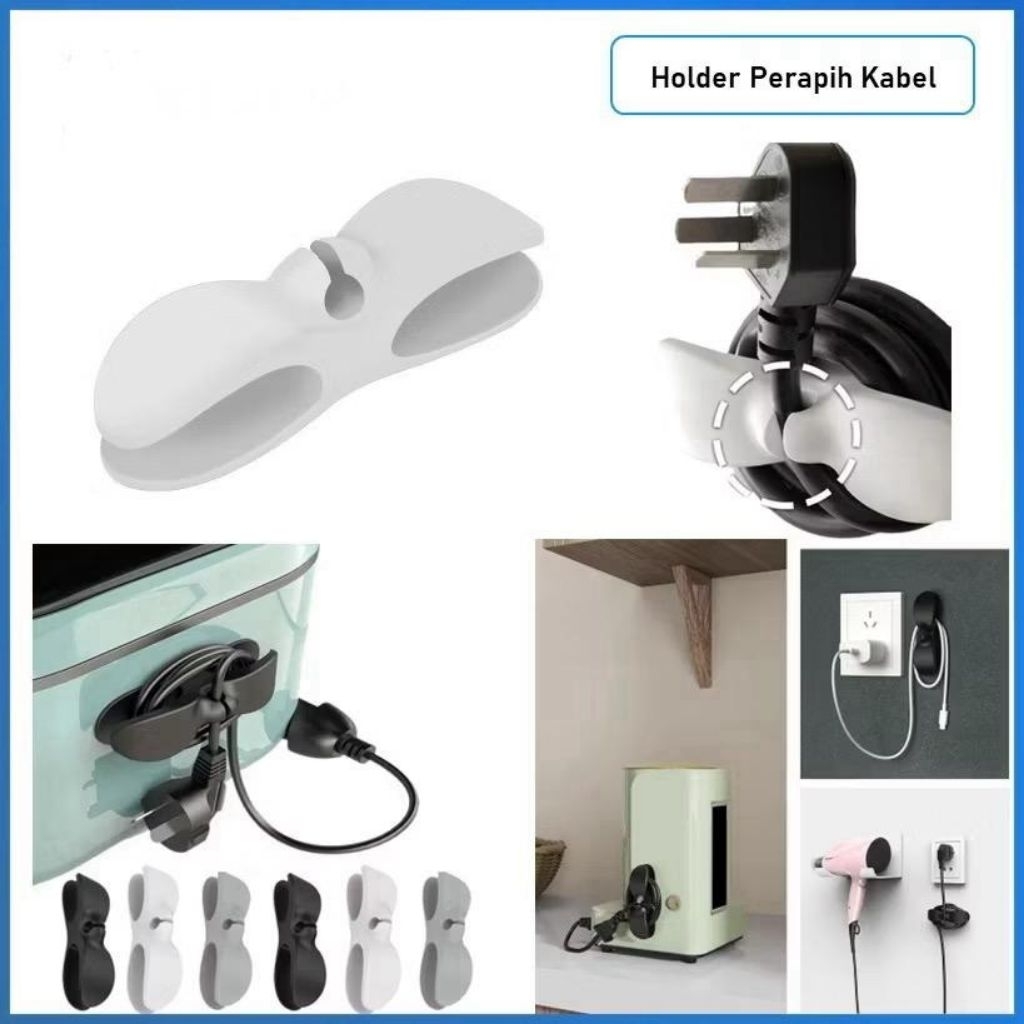 Klip Kabel Gulung Holder Kabel Gulung Gantungan Colokan Listrik Gantungan Tempel Kabel Listrik