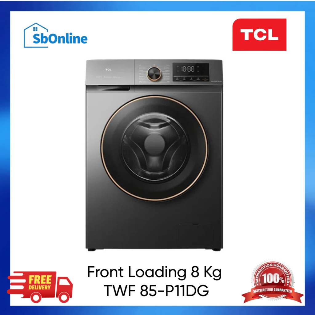 TCL Mesin Cuci 1 Tabung Front Loading 8 Kg TWF85-P11DG TWF 85-P11DG TWF85P11DG