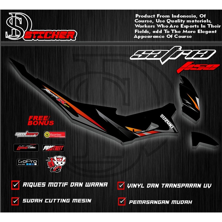 sticker striping satria fu sayap type s custom CKD transparan uv (bisa riquest)