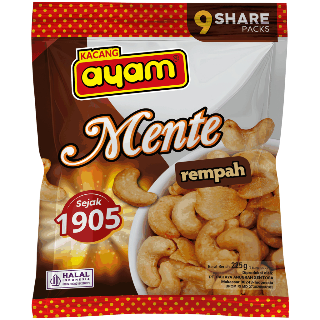 

Kacang Ayam - Kacang Mente Rempah Share Packs (9 in 1) 225gr