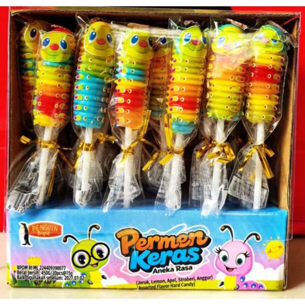 

Permen lollipop ULAT aneka rasa buah 1 box isi 30 pcs