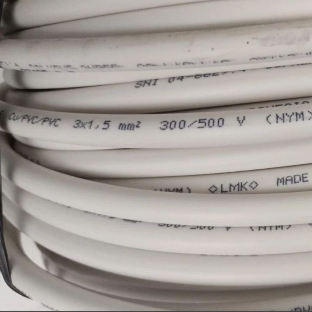 Kabel Listrik NYM 3x1.5 Supreme Putih ECER / PER METERKawat Tunggal NYM 3 x 1.5 mm2 SUPREME Ecer