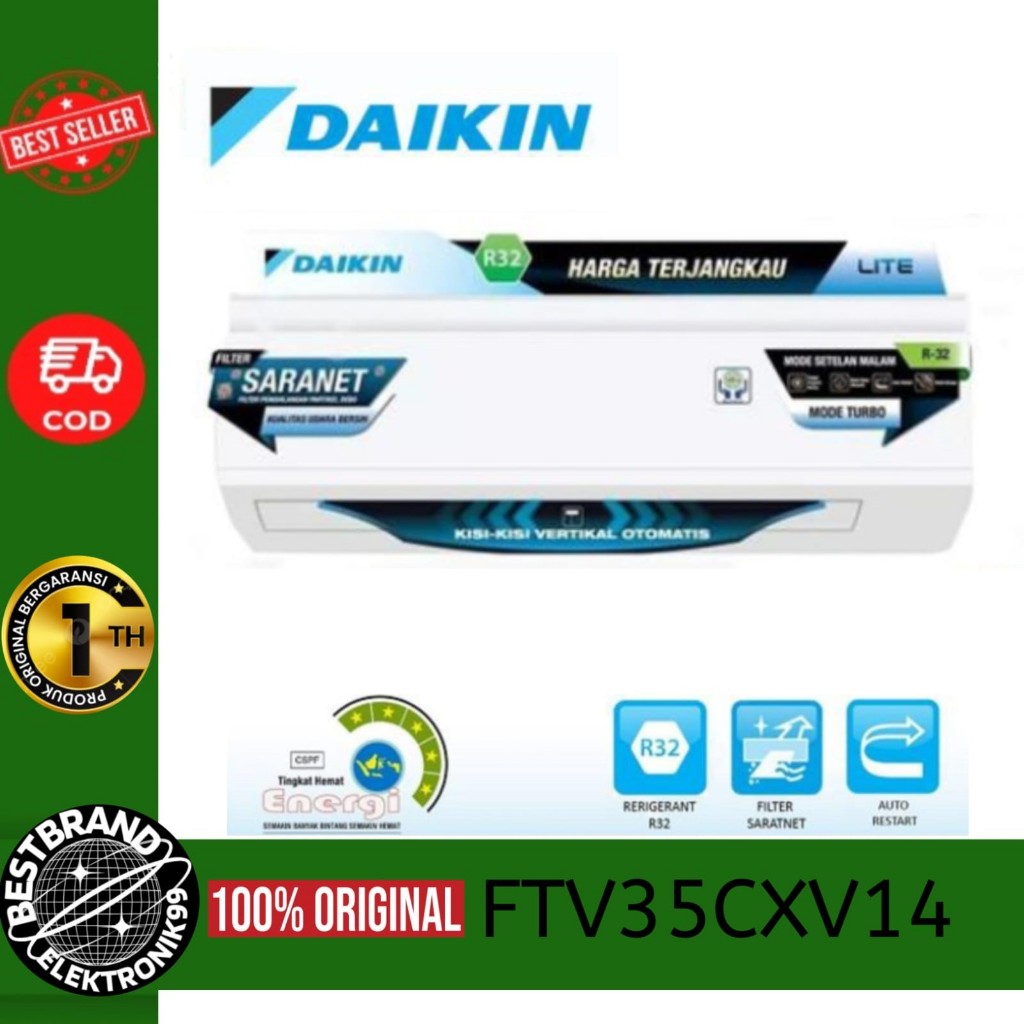 DAIKIN FTV35CXV14 AC LITE 1,5 PK STANDART MALAYSIA 1155 WATT 1,5PK FTV 35CXV14 FTV35CXV FTV35