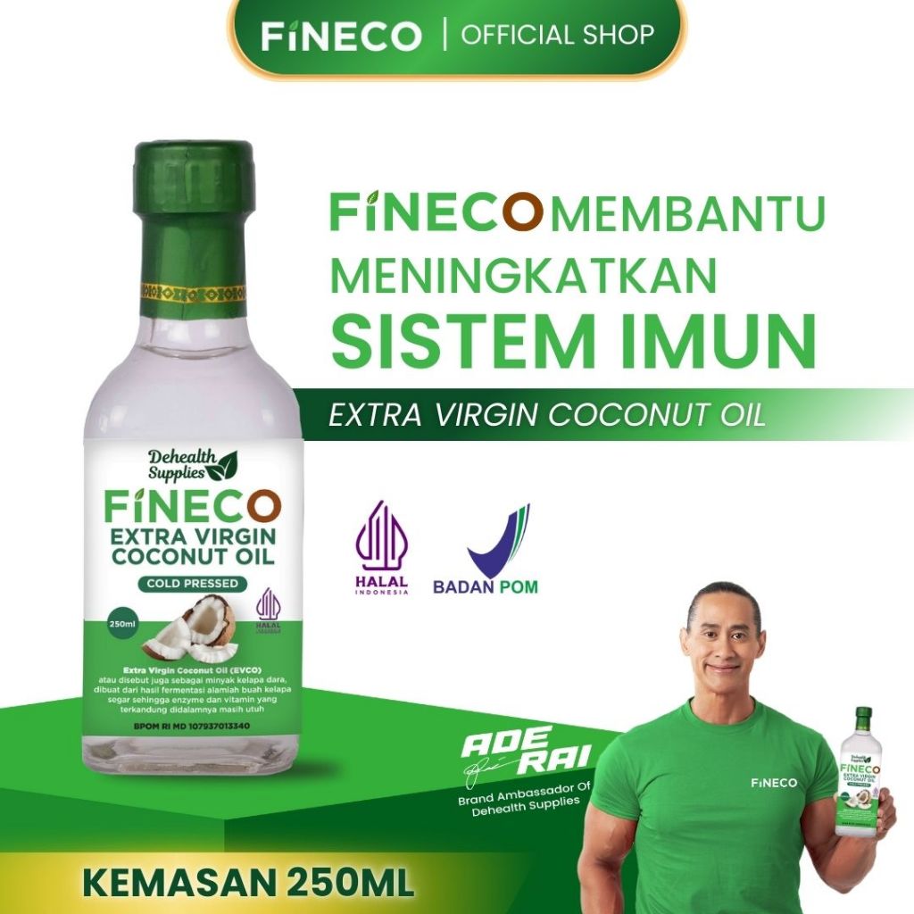 

Dehealth Supplies FINECO /EXTRA VIRGIN COCONUT OIL 250ml (Botol Kaca)